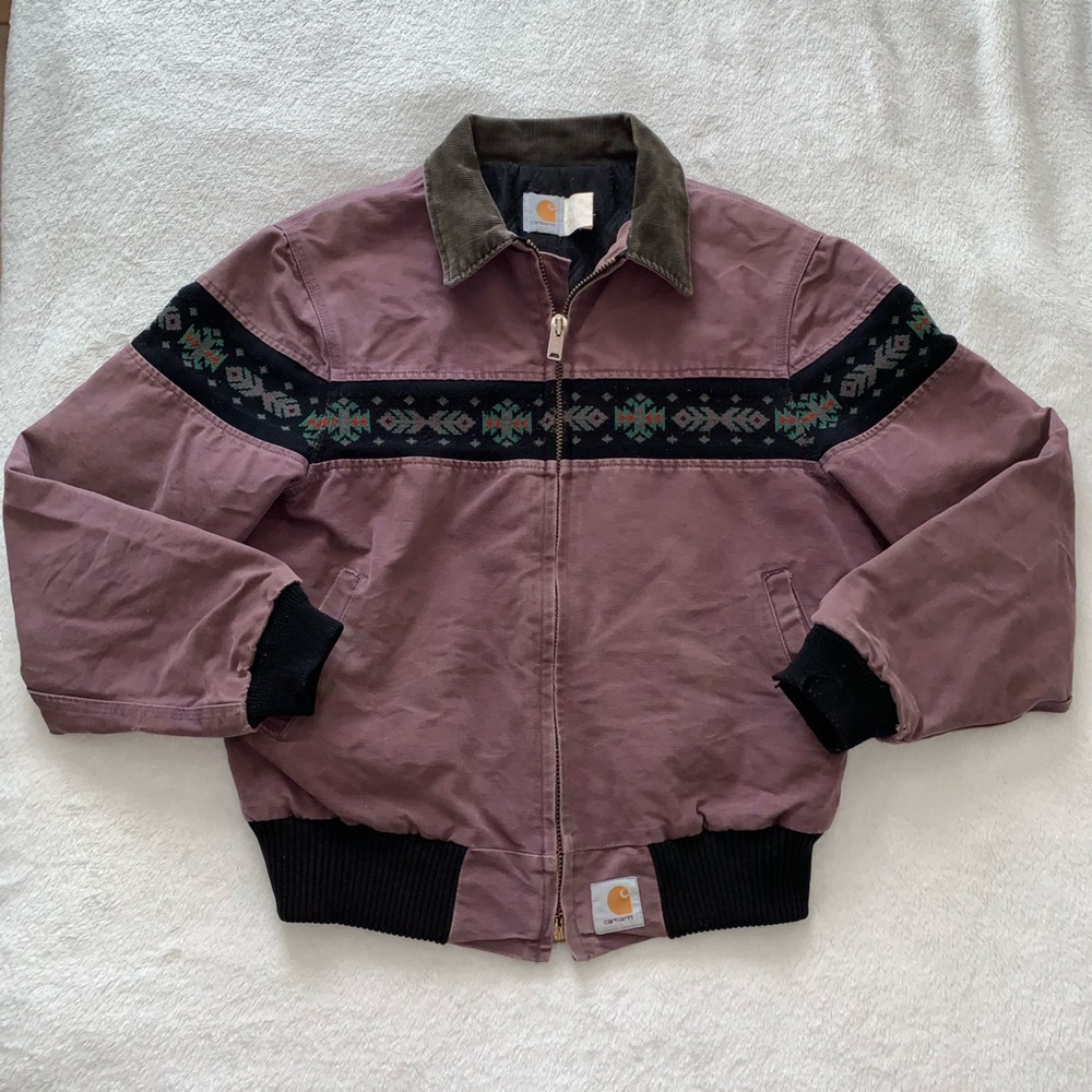 Rare Vintage Carhartt Aztec Southwestern Santa Fe Full-Zip Jacket Purple/Black